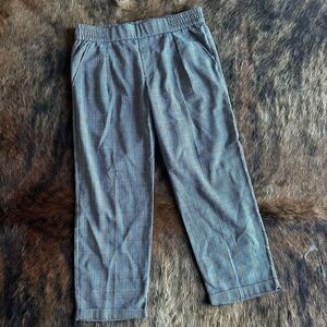Shinestar Plaid Cropped Elastic Waist Pants
